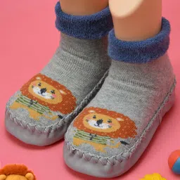 Yellow Bee Lion Designed Socks Shoes - Grey-picture-11