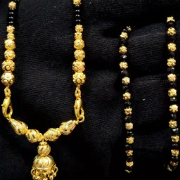 Anshenterpris Gold-Plated & Black With Artificial Beads Mangalsutra-picture-28