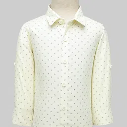 Robo Fry Cotton Woven Full Sleeves Three Piece Party Suit Set with Bow Applique - Navy Blue & Cream image 2