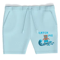 Nautinati Cotton Knit Pack Of 2 Catch Me Text & Ship Printed Shorts - Blue & White image 3