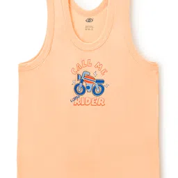 Zero Knit Sleeveless Vests With Dino & Bike Print Pack of 3 - Red Orange & Aqua Blue image 2