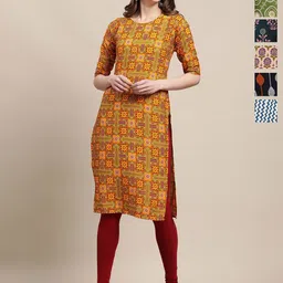 7Threads Women Pack Of 6 Ethnic Motifs Printed Daily Straight Kurtas-picture-31