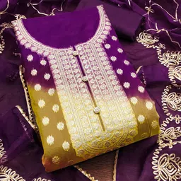 MANVAA Floral Woven Deisgn Organza Unstitched Dress Material-picture-19