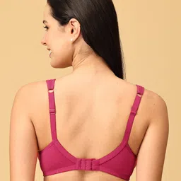 The Mom Store Cotton Elastane Pack Of 3 Sleeveless Solid Nursing Non Padded Bras - Black Beige & Fuchsia image 4
