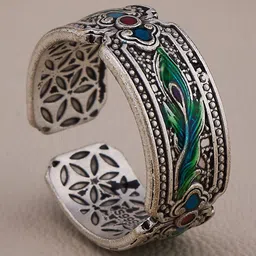 GC PREMIUM JEWELLERY Silver Plated Stone Studded Finger Ring image 2