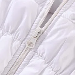 Play by Little Kangaroos Full Sleeves Hooded Padded Jacket - White image 4