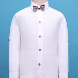 Rikidoos Full Sleeves Solid 3 Piece Party Suit Set With Bow - Maroon & White image 4