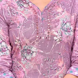 Anouk Women Floral Printed Cotton Kurta with Trousers & Dupatta image 2