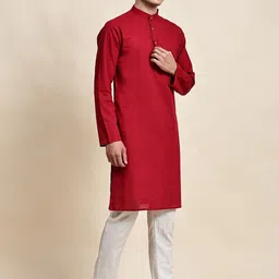 SKAVIJ Men Regular Pure Cotton Kurta with Pyjamas image 3