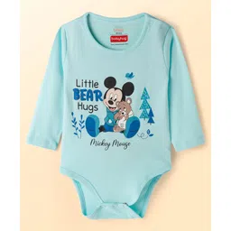 Babyhug Disney Interlock Knit Full Sleeves Onesies with Minnie Mouse Graphic Pack of 3 - Light Green Light Blue & White image 4