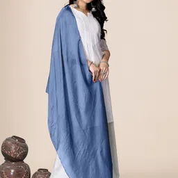 EBADAT Women Satin Teal Scarf image 3