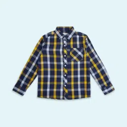 Pantaloons Junior Navy & Yellow Cotton Chequered Full Sleeves Shirt-picture-46