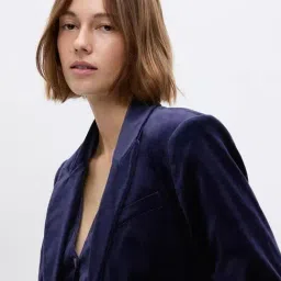 GAP Navy Blue Slim Fit Solid Blazer image 4