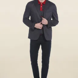 Basics Dark Grey Slim Fit Casual Blazer image 1
