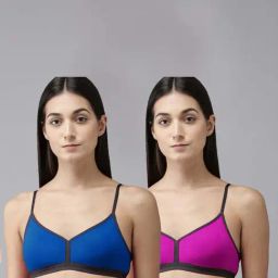 AROUSY Blue & Purple Cotton T-Shirt Bra - Pack Of 2-picture-26