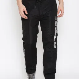 Duke Black Regular Fit Printed Trackpants image 1