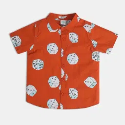 MINIKLUB Kids Orange & White Printed Shirt image 2