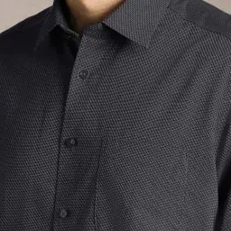 Louis Philippe Navy Blue Cotton Regular Fit Solid Shirt image 5