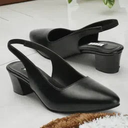 Elle Women's Black Sling Back Sandals-image-77