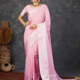 Satrani Pink Woven Saree With Unstitched Blouse-picture-17