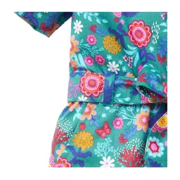 Ed-a-Mamma Kids Green Cotton Printed Jumpsuits image 3