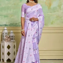 KAYOMMI Ethnic Motifs Zari Pure Cotton Banarasi Saree image 2