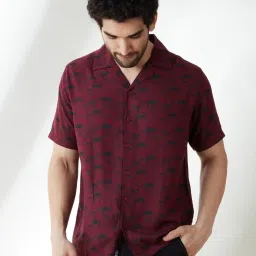 The Souled Store Maroon Regular Fit Printed Shirts image 3
