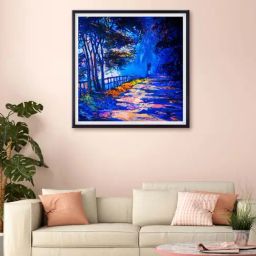 999store Blue & Yellow Blue Woods Printed Canvas Painting-picture-33