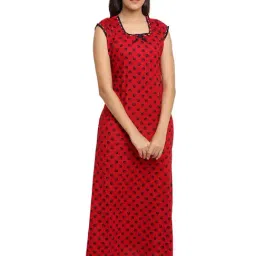 Secret Wish Red & Black Polka Dot Nighty-picture-46