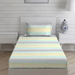 Layers Duracount Stripes Multicolor 225 TC Cotton Single Bed Sheet with 1 Pillow Cover-image-5