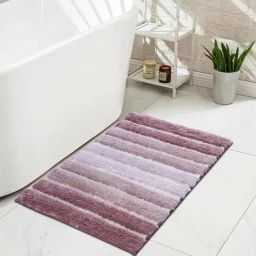 OBSESSIONS Mauve Polyester Stripes Anti Skid Stripes Bath Mat (Small)-picture-36