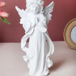 Nestasia White Praying Angel Statue with Wings and Smooth Finishing for Decoration & Gifting (11.8")-picture-35