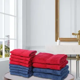 BIANCA [12pc] Zero-Twist 100% Cotton Ultra-Fluffy Towels -4pc Hand, 8pc Face (paradiso)-burg/navy image 1