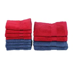BIANCA [12pc] Zero-Twist 100% Cotton Ultra-Fluffy Towels -4pc Hand, 8pc Face (paradiso)-burg/navy image 2