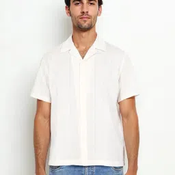 celio celio* Light Beige Regular Fit Striped Cotton Shirt-picture-38