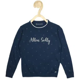 Allen Solly Junior Navy & White Cotton Printed Full Sleeves Sweater image 1