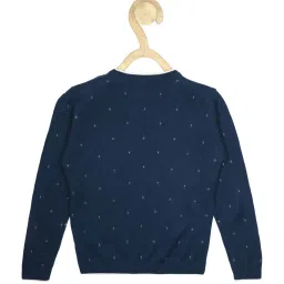 Allen Solly Junior Navy & White Cotton Printed Full Sleeves Sweater image 2