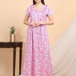Sweet Dreams Pink Cotton Regular Fit Night Dress-picture-9