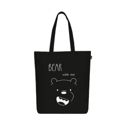 EcoRight Black Bear With Me Canvas Tote Bag with Zip image 2