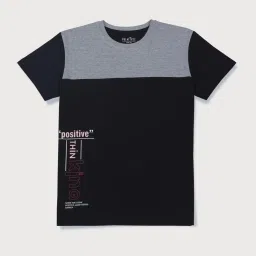 Palm Tree Kids Grey & Black Color Block T-Shirt image 1