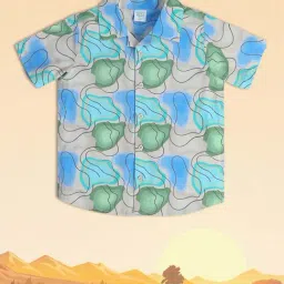 MINIKLUB Kids Green & Blue Printed Shirt-image-57