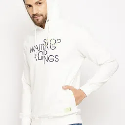 Duke White Regular Fit Printed Hooded Sweatshirt image 3