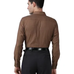 Park Avenue Brown Cotton Regular Fit Self Pattern Shirt image 2