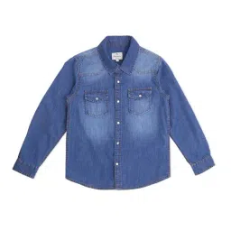 Pepe Jeans Kids Blue Solid Full Sleeves Shirt-picture-24