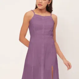 Moomaya Lavender Regular Fit A Line Dress-image-27