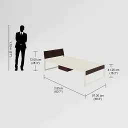Godrej Interio EQ Metal Base Brown & White Mild Steel Single Bed with Pull-Out Storage image 3
