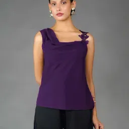 Zink London Purple Lace Work Top-image-26