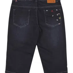 Gini & Jony Kids Palm Tree Dark Blue Solid Pedal Pusher image 2