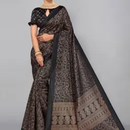 Satrani Black Woven Saree With Unstitched Blouse-image-72