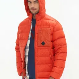 American Eagle Outfitters Orange Regular Fit Hooded Jacket image 1